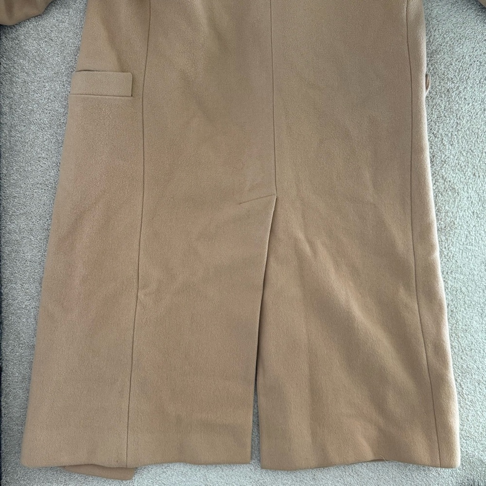 Vintage Christian Dior long overcoat M/L double breasted long brown tan camel - Picture 8 of 11